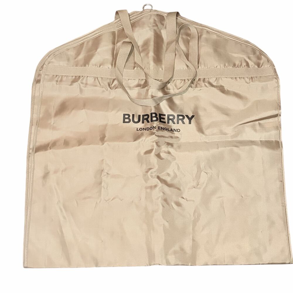 Authentic Burberry Garment Bag Travel Suit Cover in Dark Tan Gold Tone Nylon